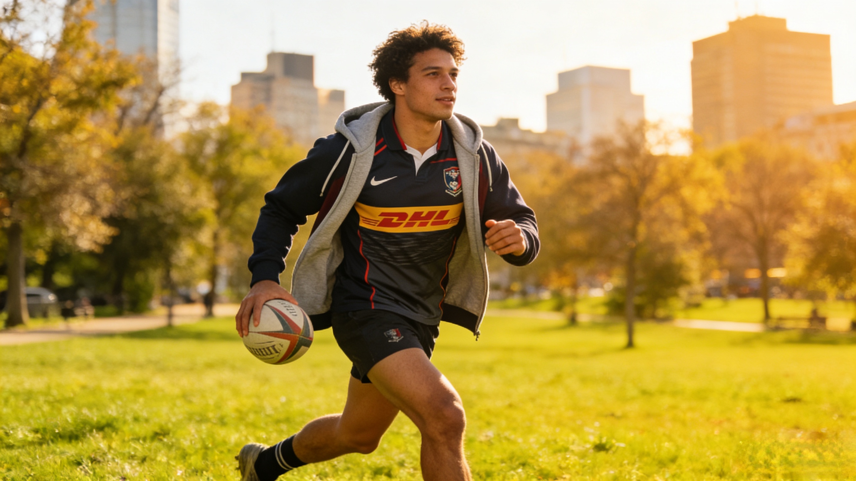 Rugby Training Gear: Versatile Apparel for Every Occasion 2 Person layering a team hoodie with rugby training gear