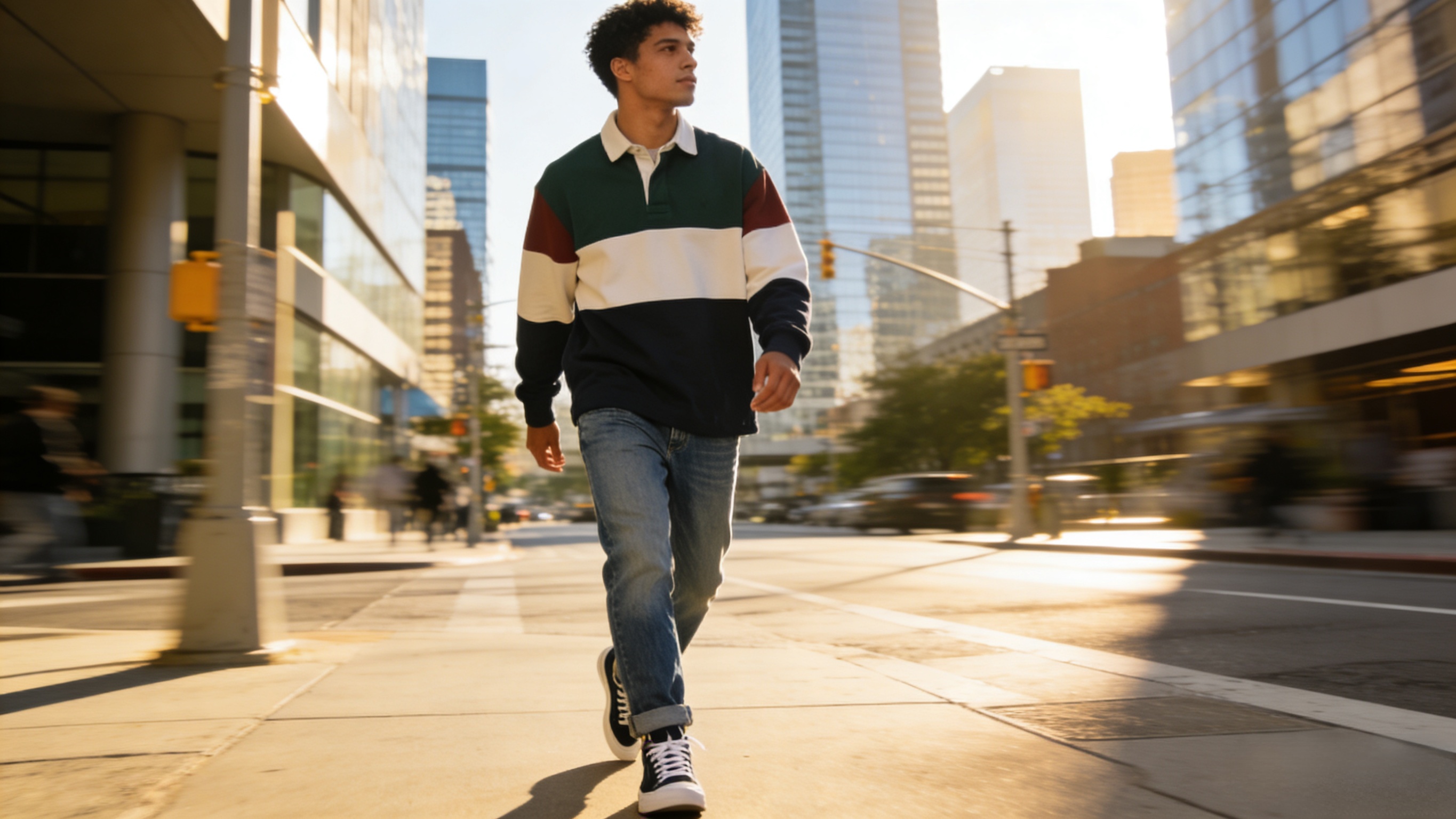 How to Style a Rugby Jersey - Ultimate Streetwear Fashion Guide 3 A stylish rugby jersey worn in a casual streetwear outfit