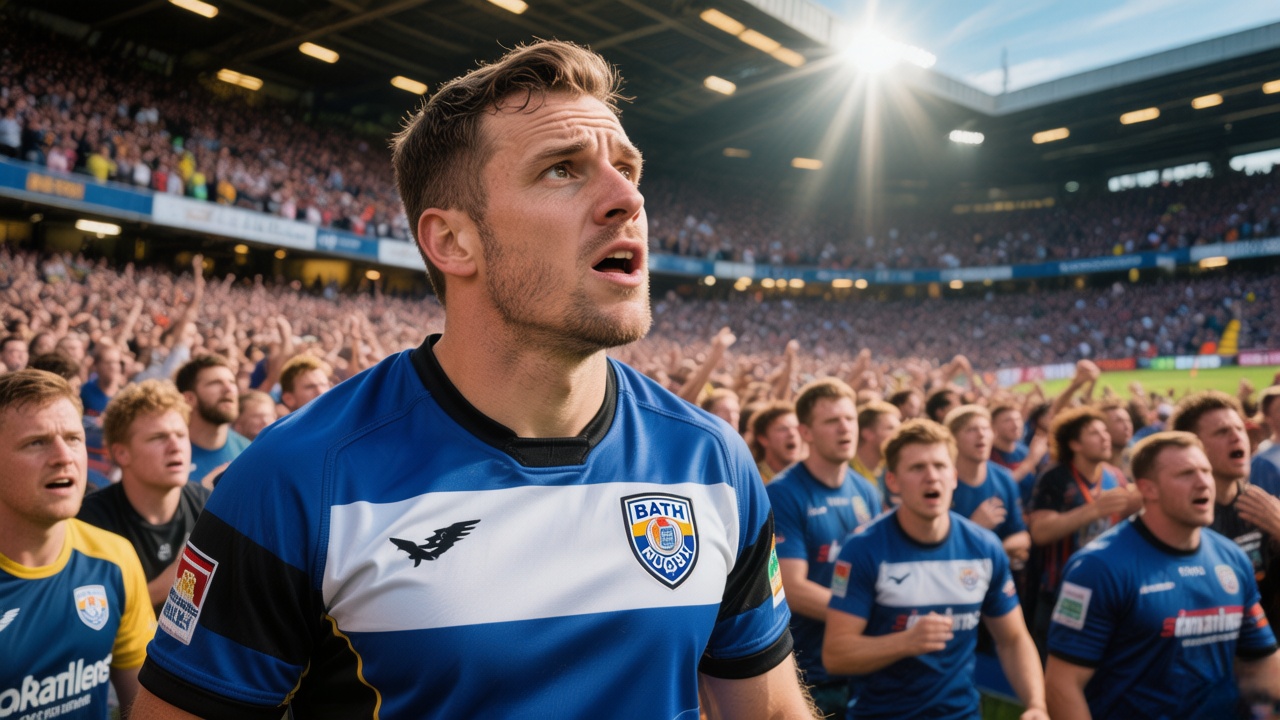 Bath Rugby Jersey: The Pride of Premiership Kits 4 Fan wearing a Bath Rugby jersey at a match