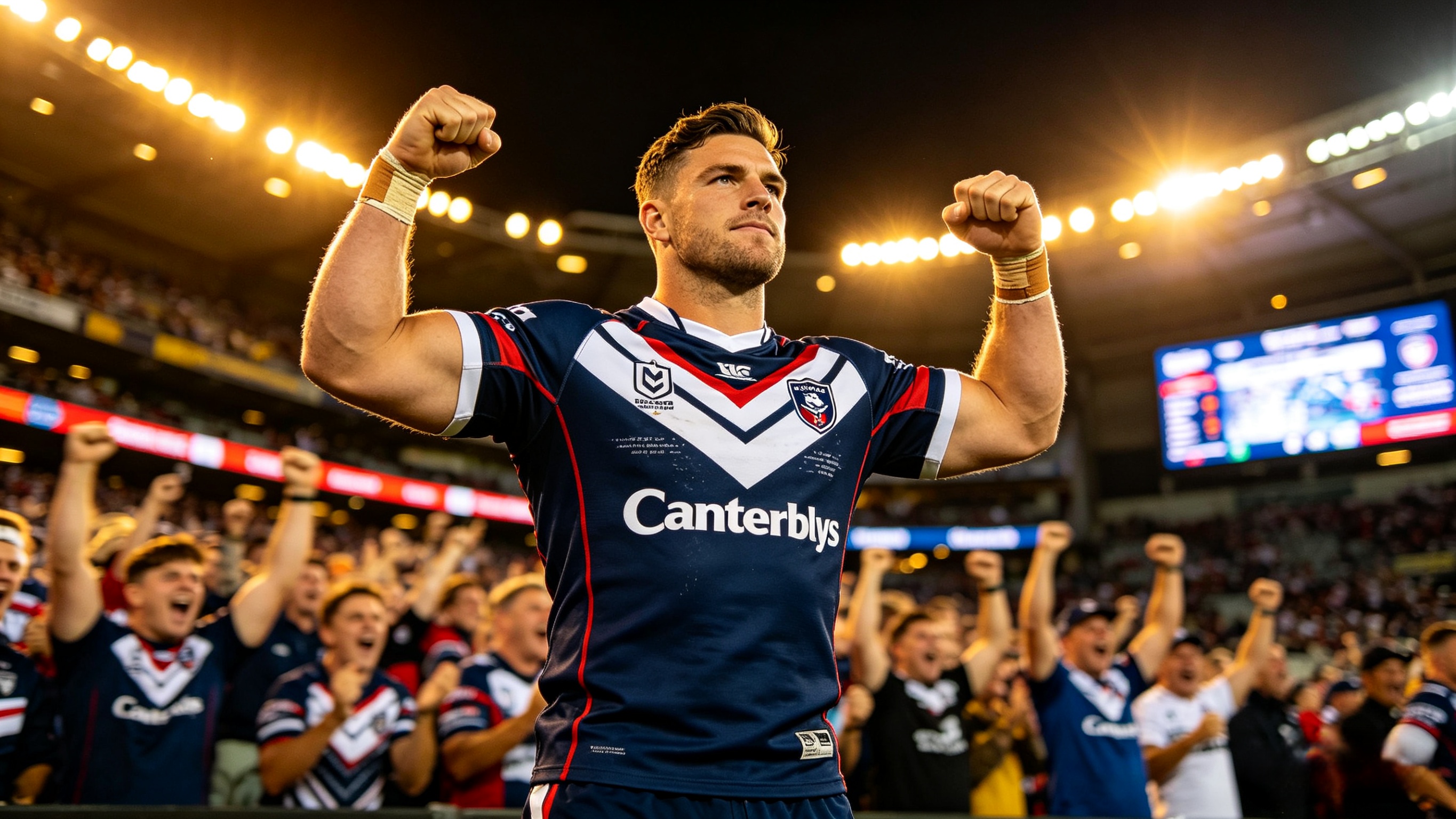 Canterbury Bulldogs Jersey 2026: The Ultimate NRL Fan Kit 4 Fan wearing a Canterbury Bulldogs jersey at an NRL match