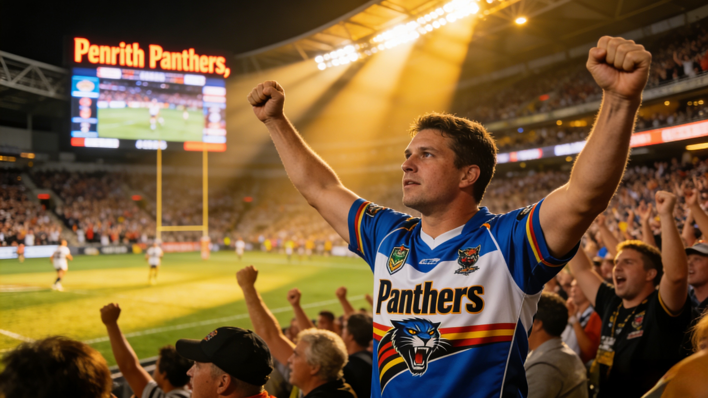 Penrith Panthers Jersey 2026: The Must-Have NRL Collector's Kit 8 Fan wearing a Penrith Panthers jersey at an NRL match