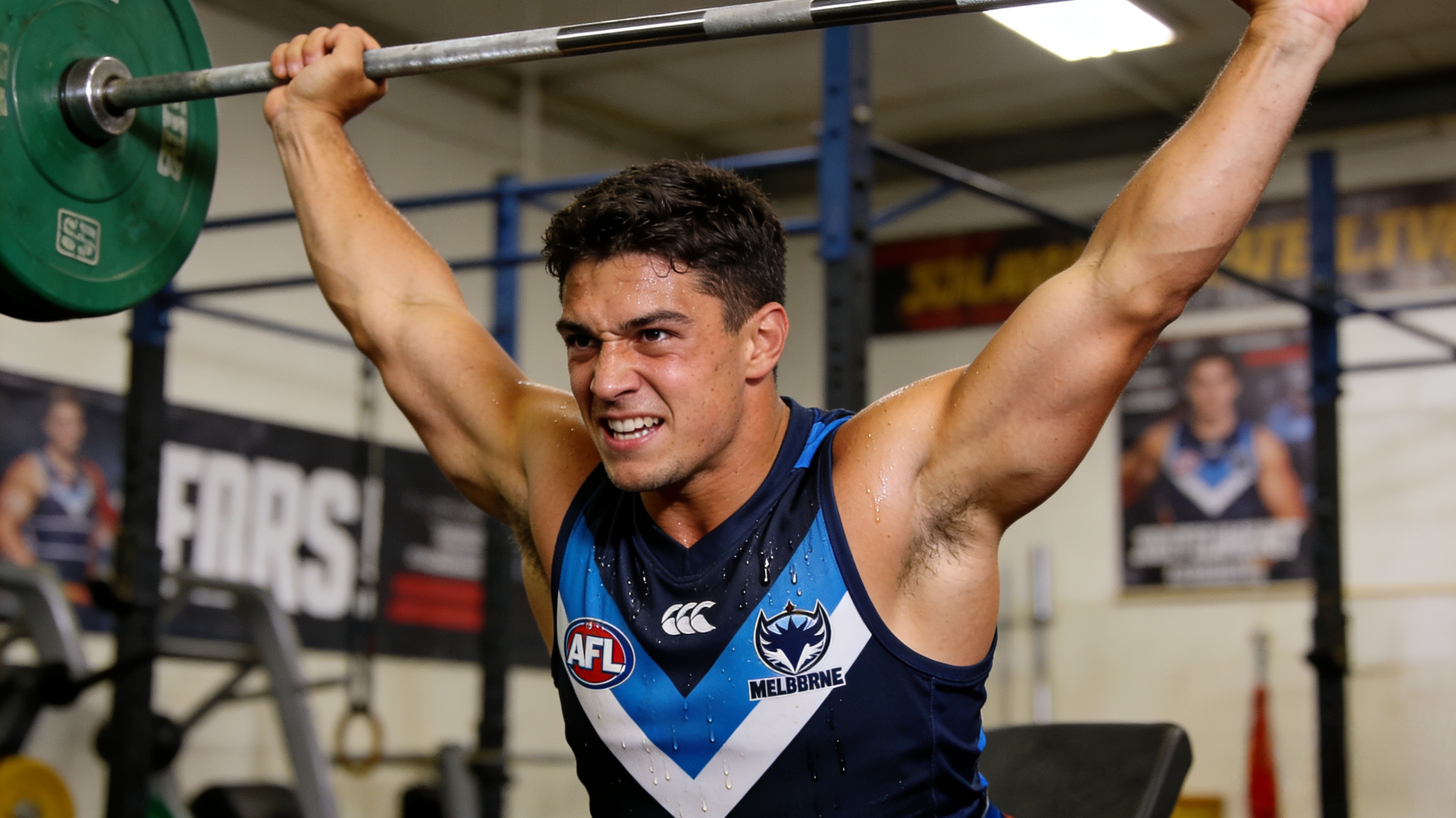 Melbourne Storm Gear: The Ultimate NRL Apparel Guide 4 Fan wearing Melbourne Storm training gear in a gym