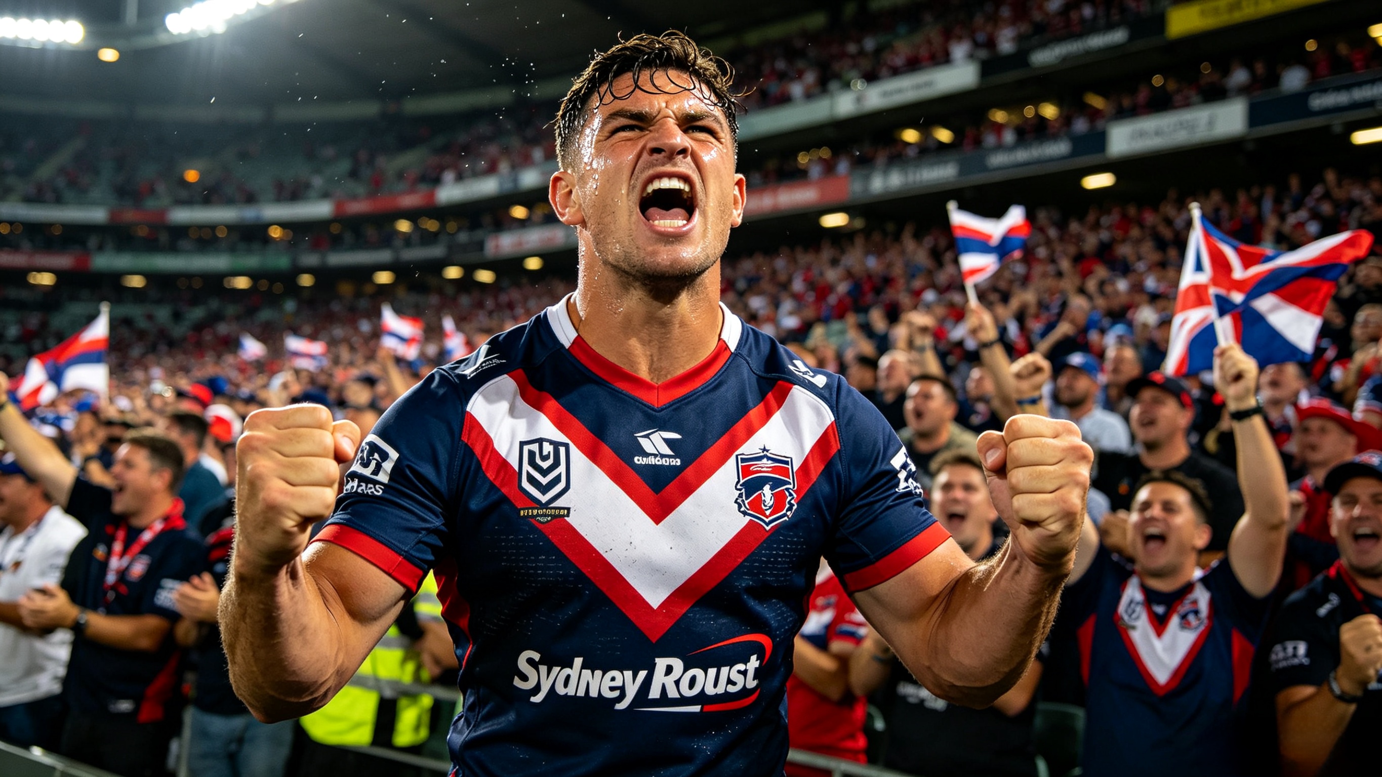 Sydney Roosters Jersey 2026: The Ultimate NRL Fan Kit 4 Fan wearing a Sydney Roosters jersey at an NRL match