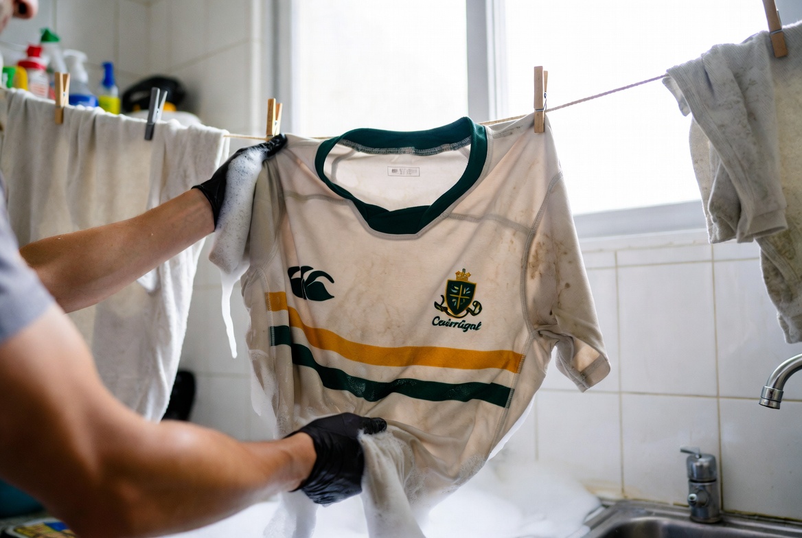 How to care for a rugby jersey by washing and air drying it