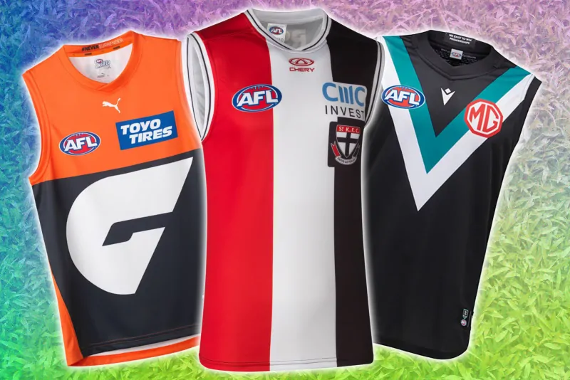 AFL guernsey fit guide showing athletic fit and relaxed fit
