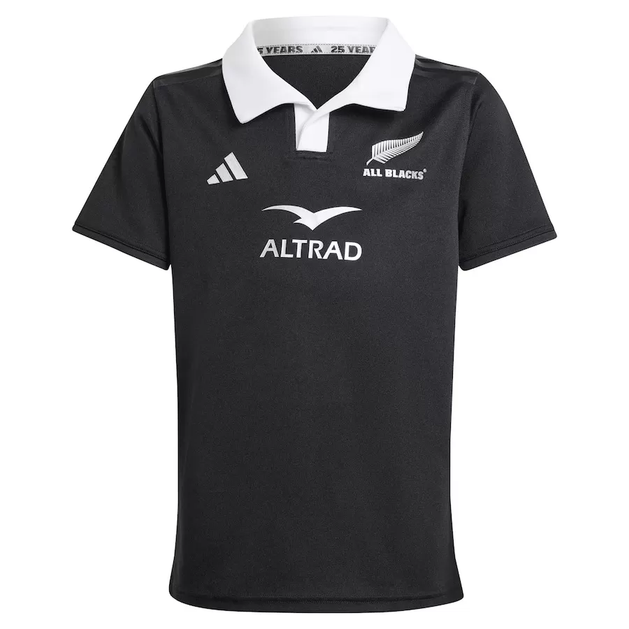 All Blacks jersey in a premium rugby apparel lifestyle setting