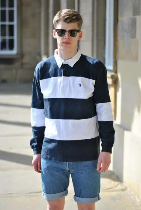 Rugby jersey outfit ideas with jeans shorts and joggers