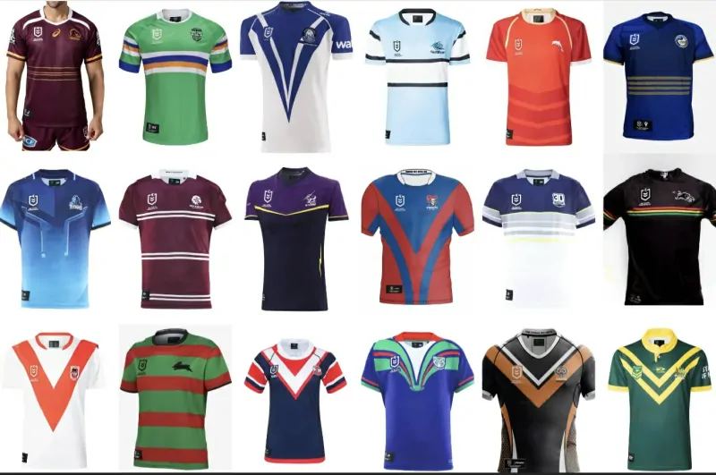 NRL jersey fit guide showing athletic fit and relaxed fit